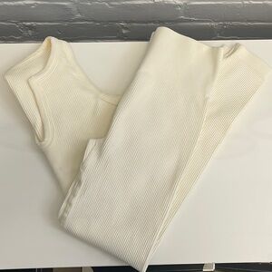 White Ribbed Workout Set NWOT Size Small